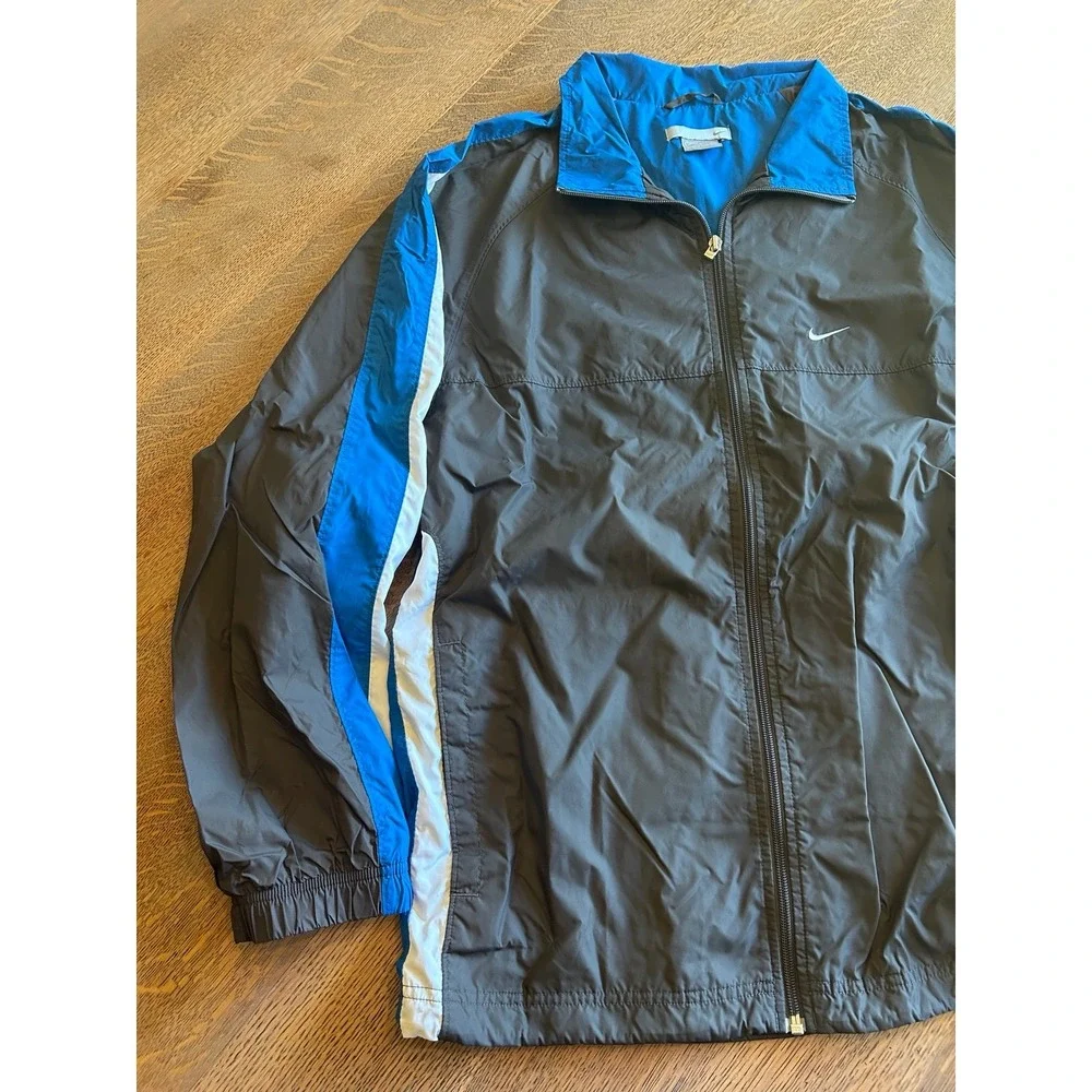 Nike Windbreaker Jacket Men's Medium Blue Gray White Lightweight